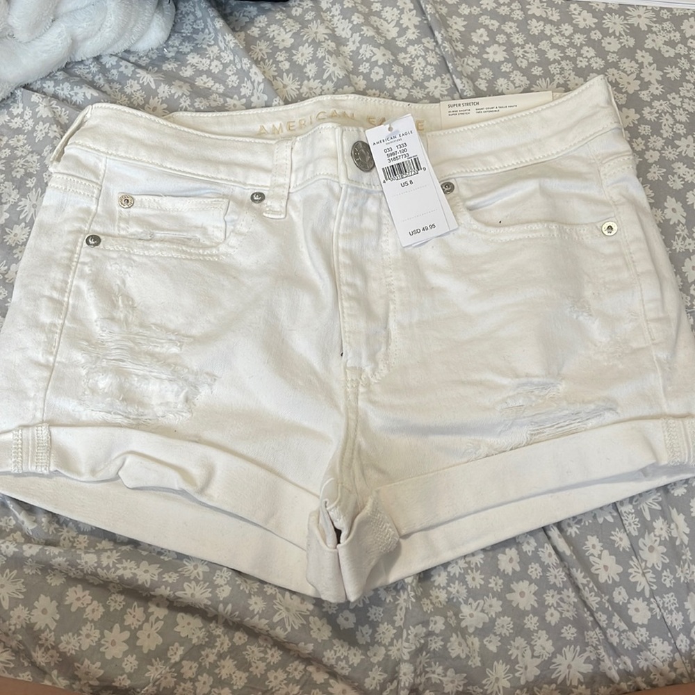 Brand New AE Super Stretch White HiRise Shortie